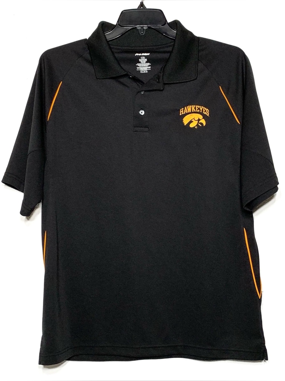 Pro Edge Iowa Hawkeyes Short Sleeve Polo Shirt Men’s L Black Gold